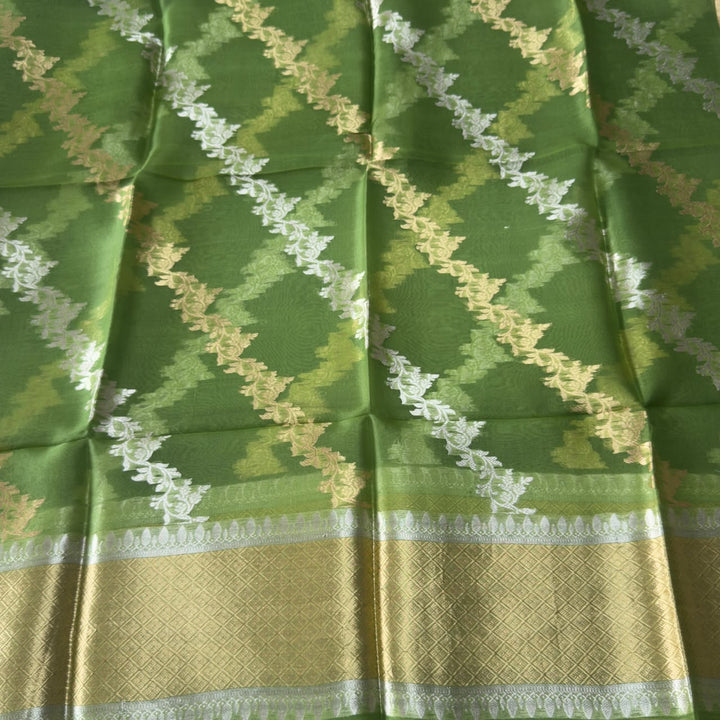 Pure Dupion Silk & Banarasi Unstitched Suit Set | AS0033