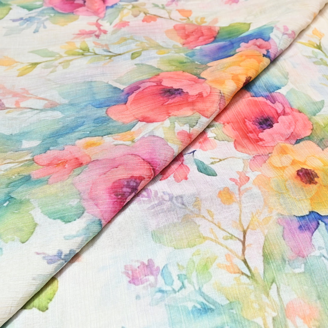 Multi Color Crush Muslin Digital Print Fabric – Soft Designer Muslin Print Fabric- COO145-6