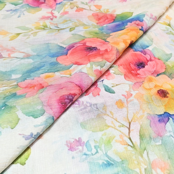 Multi Color Crush Muslin Digital Print Fabric – Soft Designer Muslin Print Fabric- COO145-6