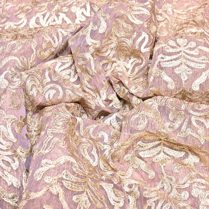 Crush Organza Tissue Zari Embroidery Fabric – Elegant Designer Party Wear Fabric - F81391-03
