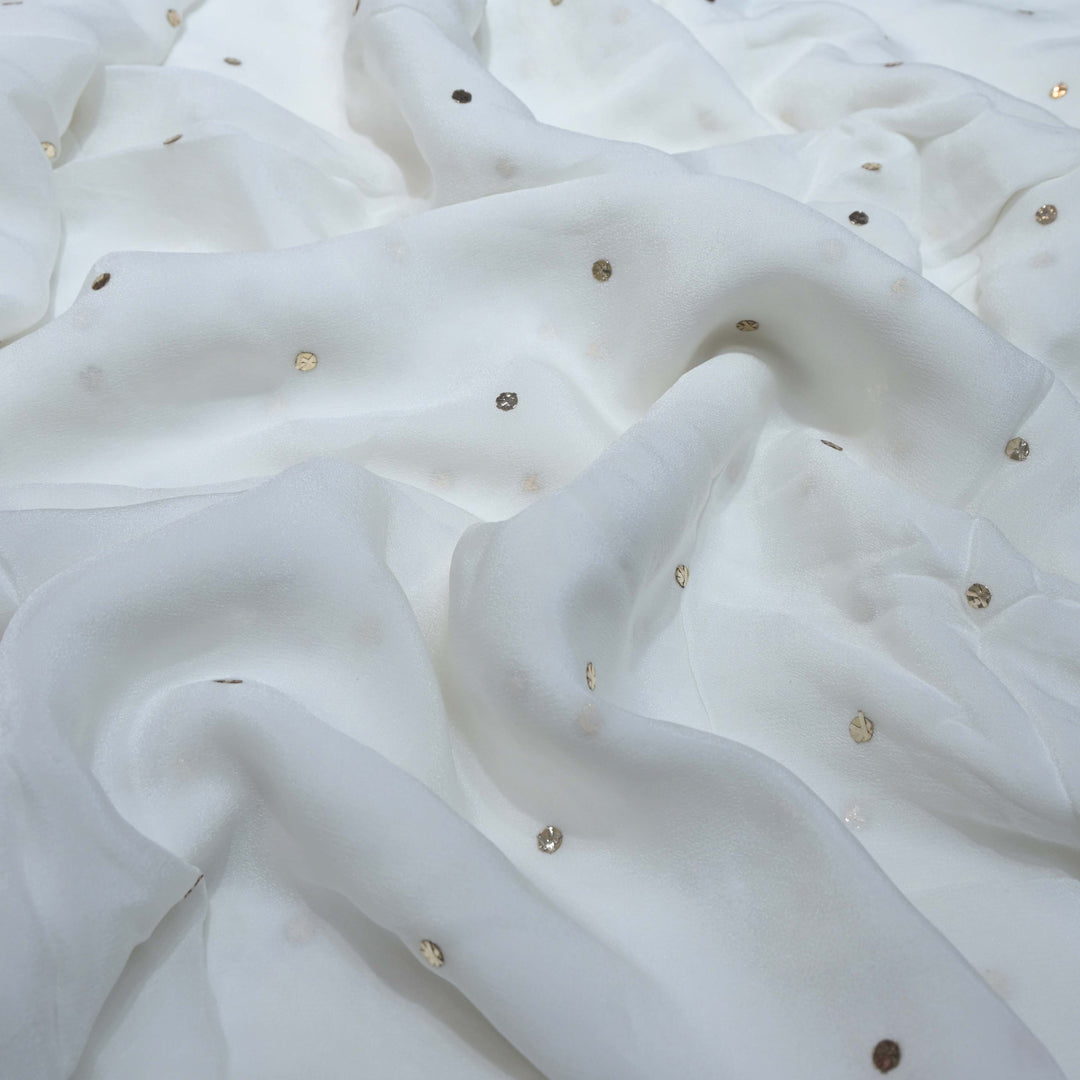 Chinon Chiffon Tikki Mukaish Hand Work Fabrics