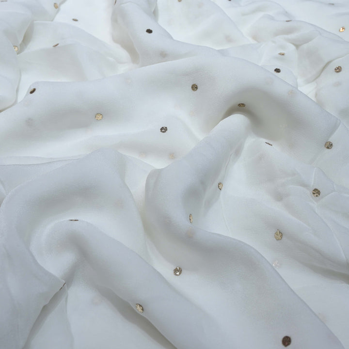 Chinon Chiffon Tikki Mukaish Hand Work Fabrics