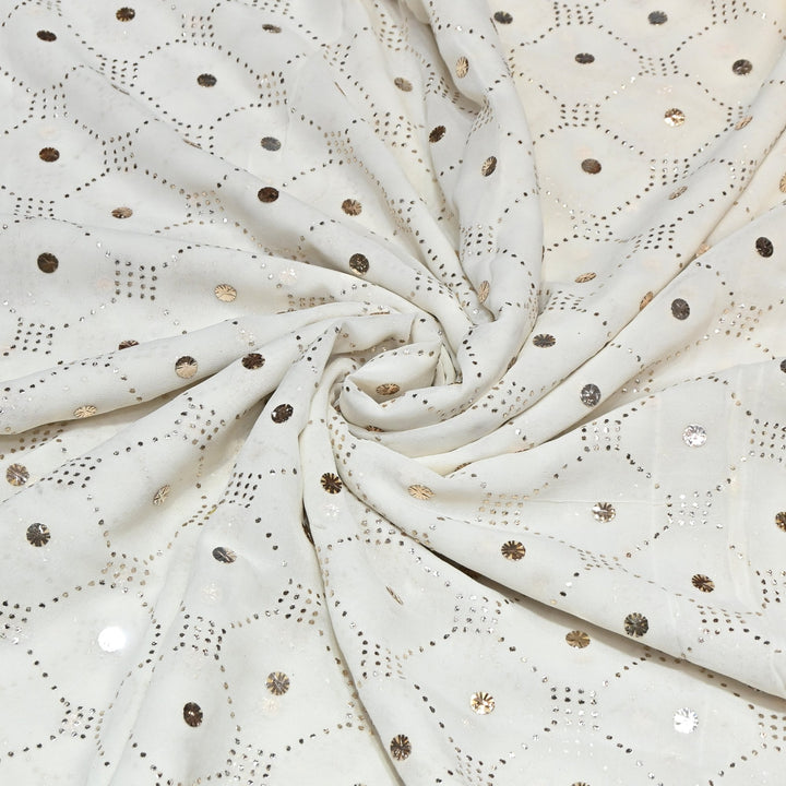 Dyeable Pure Silk Georgette Handwork Mukaish Fabric MUK110