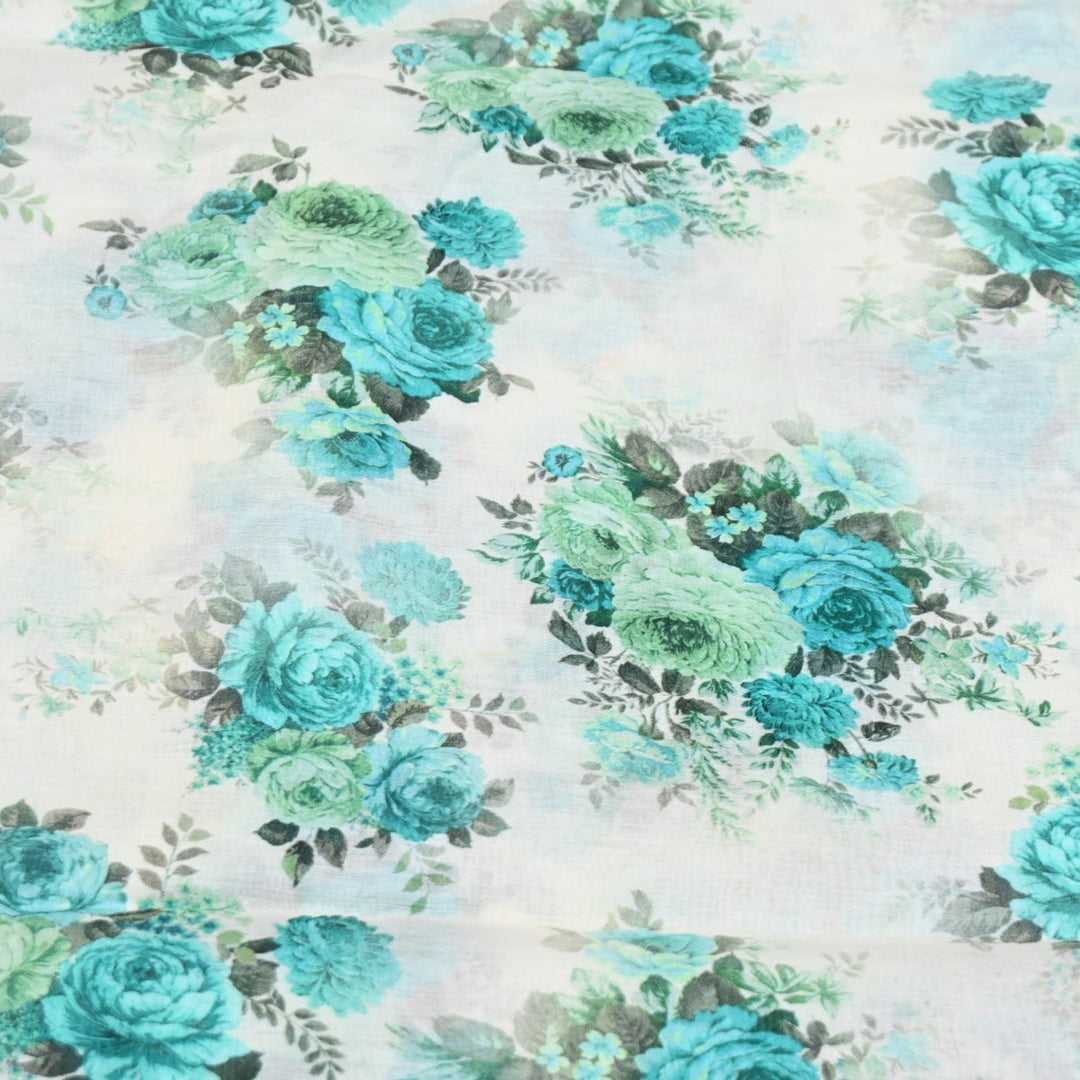 Multicolor Mul Chanderi Digital Print Fabric Lightweight Designer Printed Fabric-NS0182-7