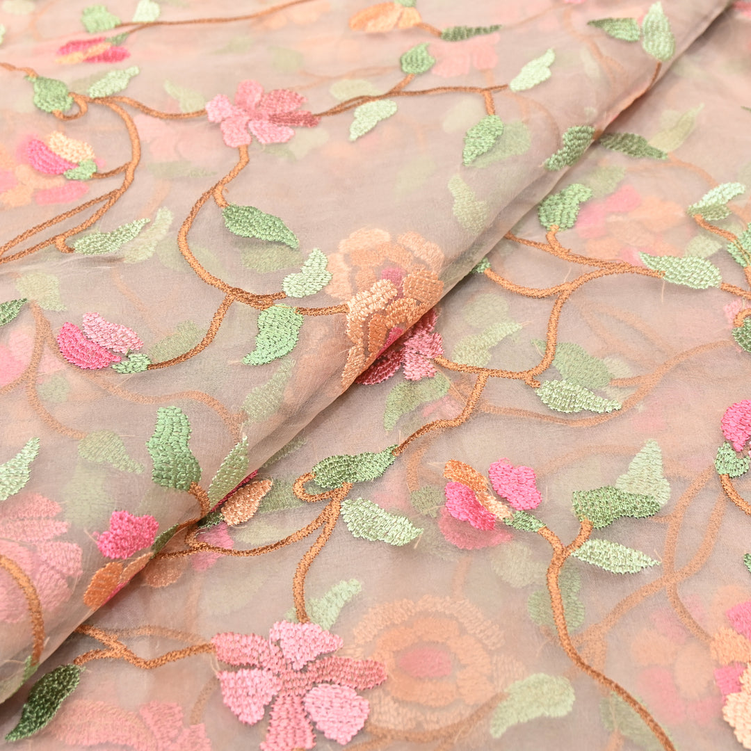 Premium Silk Organza Thread & Sequence Embroidery Fabric-V1117C-6C