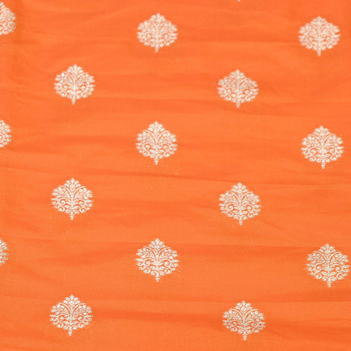 Dusty Orange Color Katan Silk Zari Buti Brocade Fabric