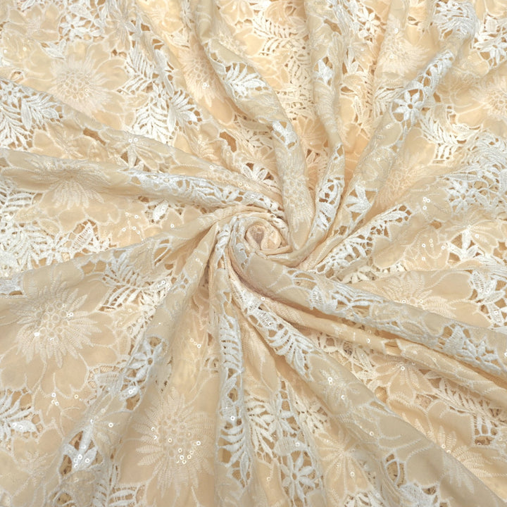 Crocia Cut Work With Watter Sequence Embroidery on Imported Crepe Fabrics