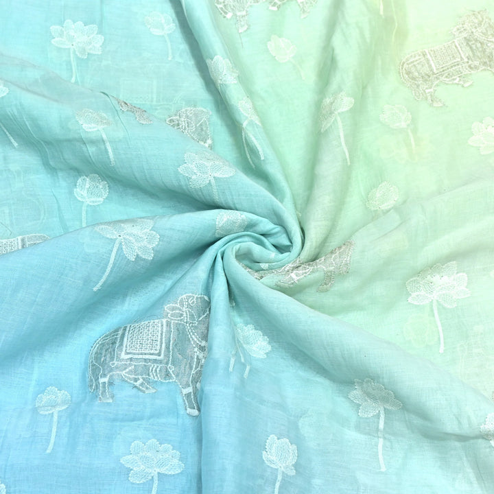 4D Shaded Mul Chanderi Pintex Fabric 44" – Soft Designer Summer Fabric-GP4100-6