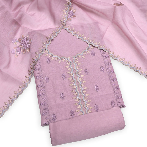 Mul Chanderi Thread Work Unstitched Suit Set