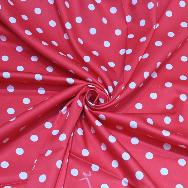 Glace Cotton With Beautiful Polka Dot Print Fabric – Lightweight Designer Cotton Fabric - LT0185-7