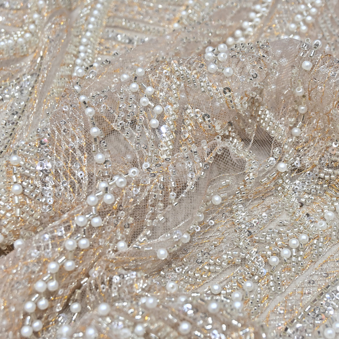 IMPORTED PEARL & BEADED FABRIC- 28RJ00- 03