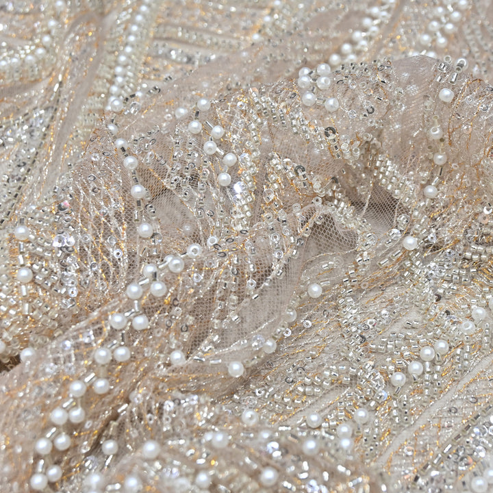 IMPORTED PEARL & BEADED FABRIC- 28RJ00- 03