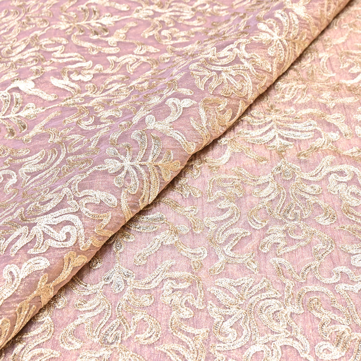 Crush Organza Tissue Zari Embroidery Fabric – Elegant Designer Party Wear Fabric - F81391-03