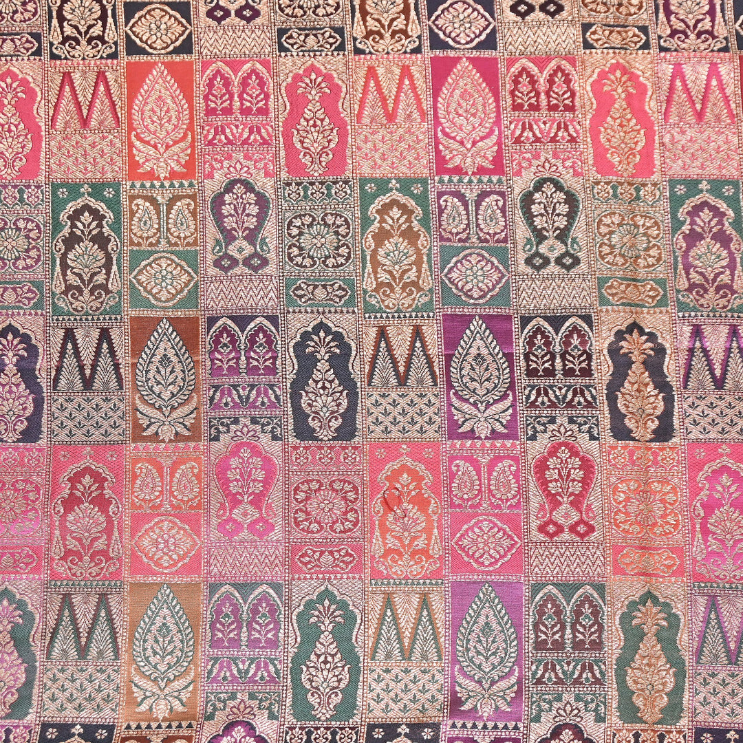 Multi Rangoli Brocade Fabric – Premium Zari Woven Designer Brocade Fabric 001006-A19