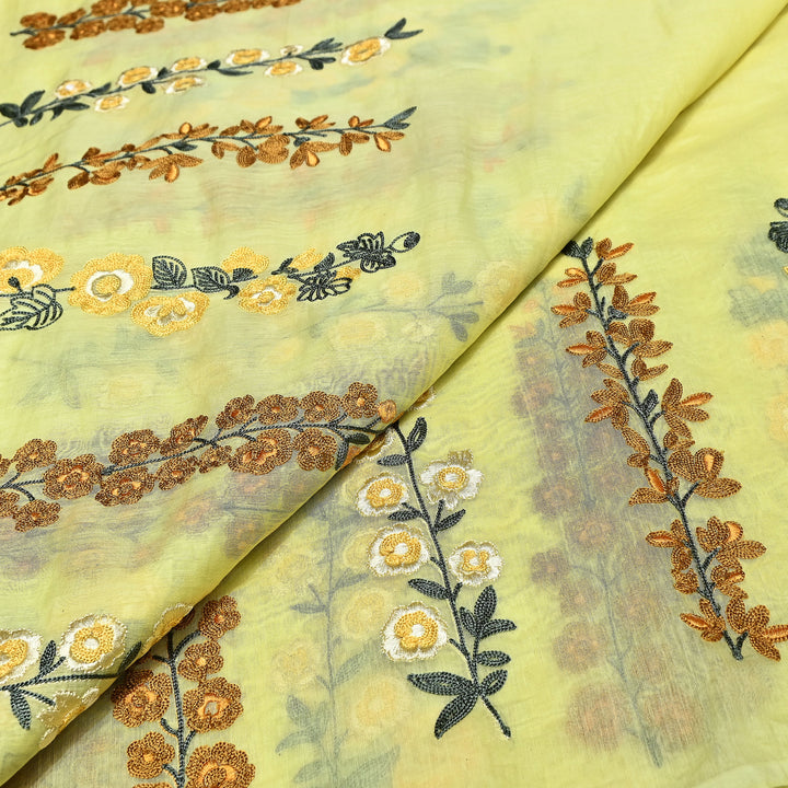 Mul Chanderi Thread Embroidery Fabric|Soft Designer Embroidered Dress Material-V1658C-01