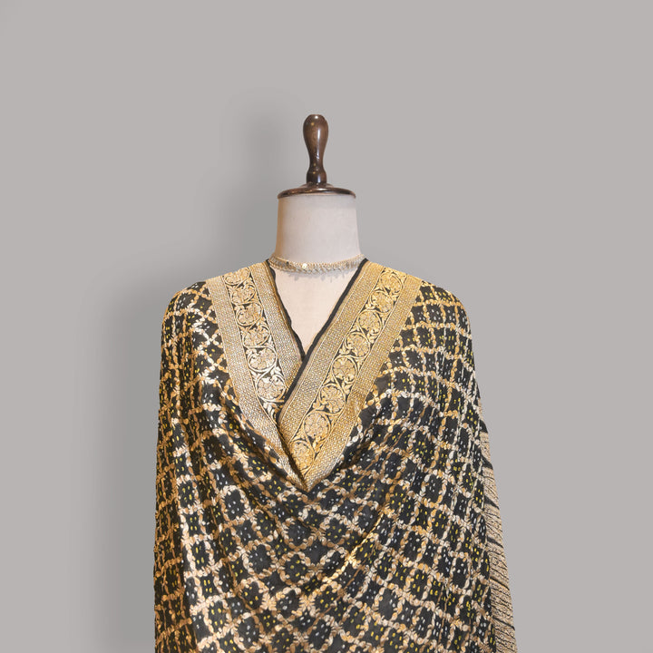 Black- Gold Ghatchola Bandhani Dupatta