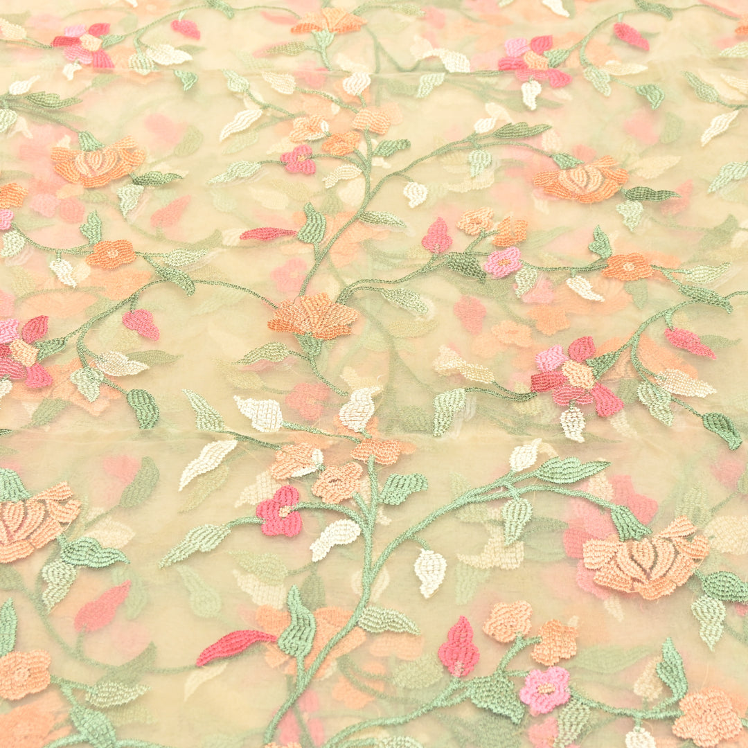 Premium Silk Organza Thread & Sequence Embroidery Fabric-V1117C-6D