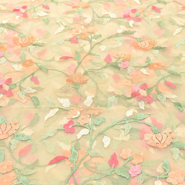 Premium Silk Organza Thread & Sequence Embroidery Fabric-V1117C-6D