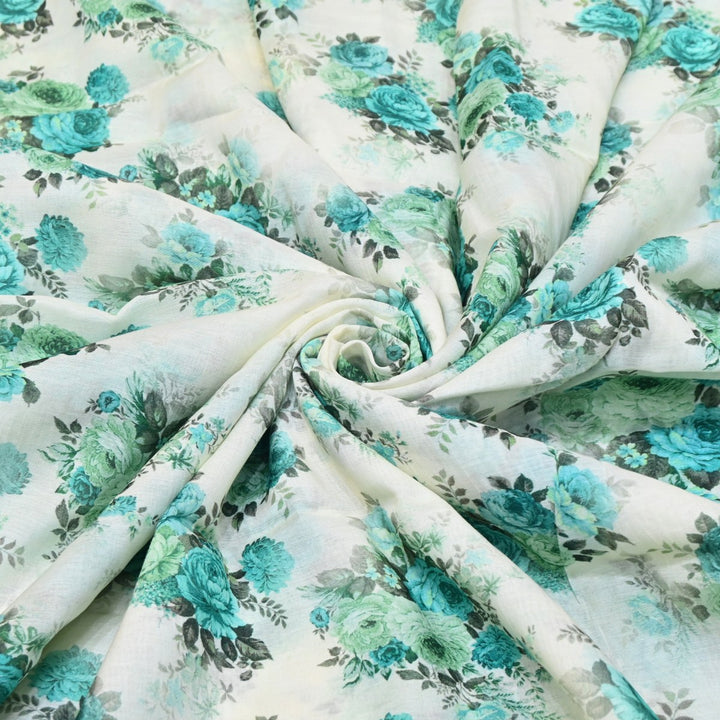Multicolor Mul Chanderi Digital Print Fabric Lightweight Designer Printed Fabric-NS0182-7