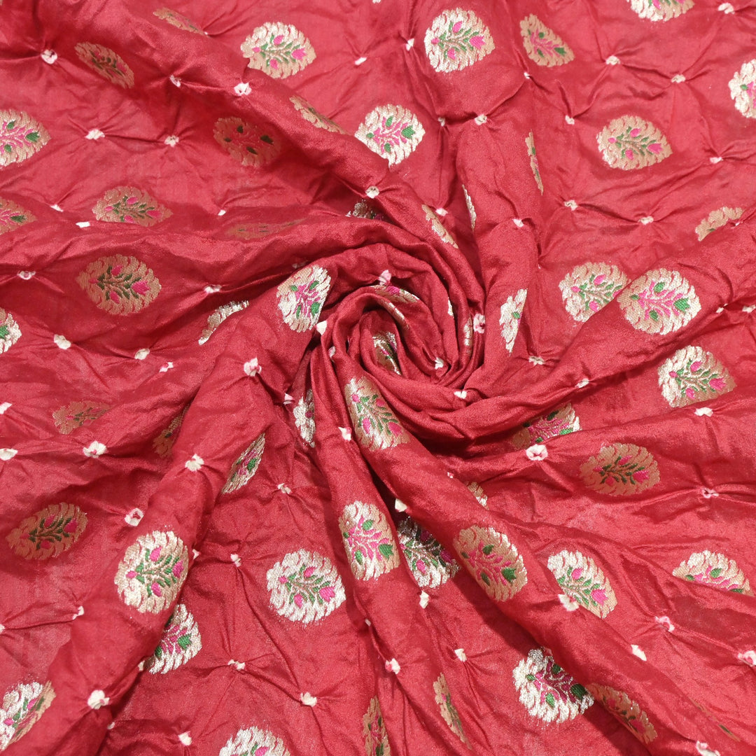 Pure Chiniya Silk Zari And Hand Bandhani Fabrics