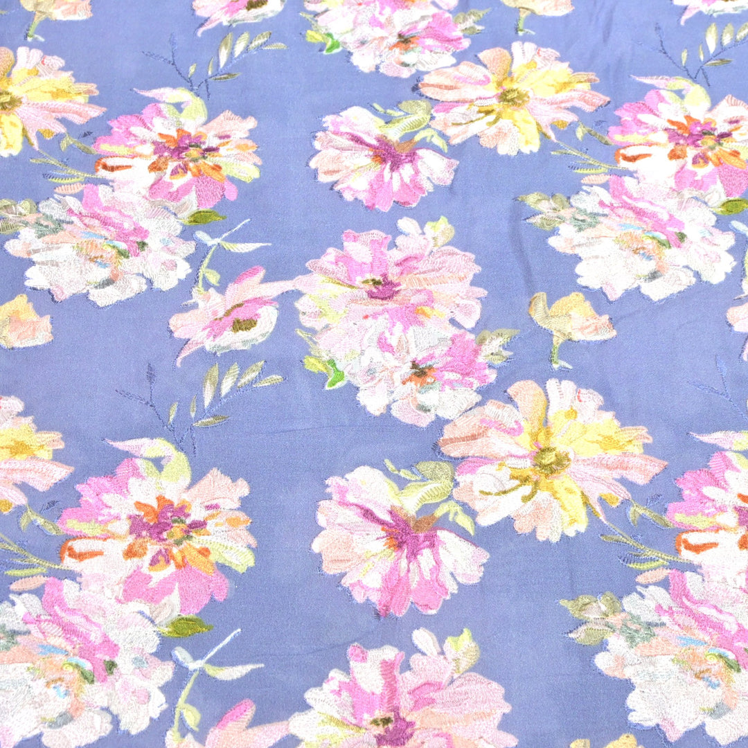 Moss Cotton Position Print With Thread Embroidery Fabrics