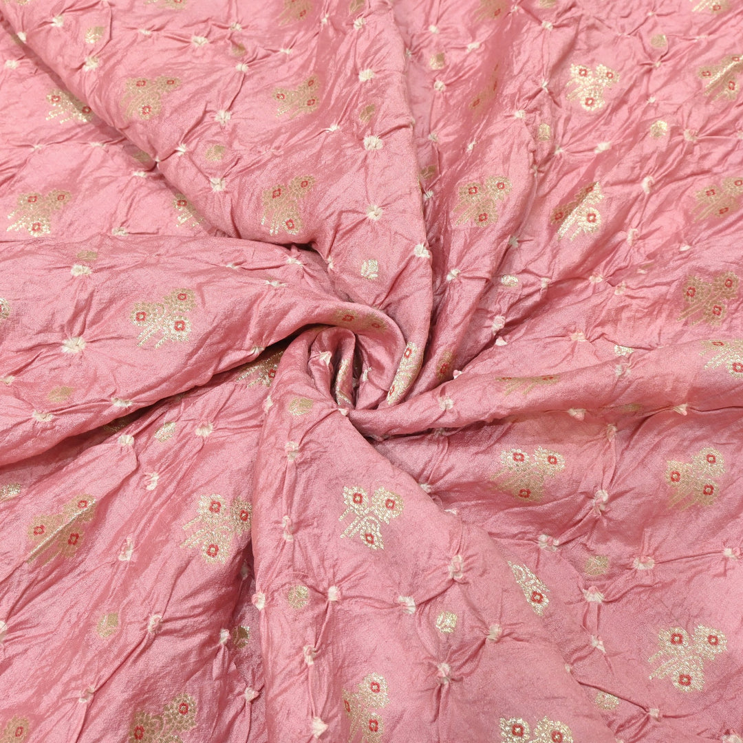 Pure Chiniya Silk Meena Zari And Hand Bandhani Fabrics