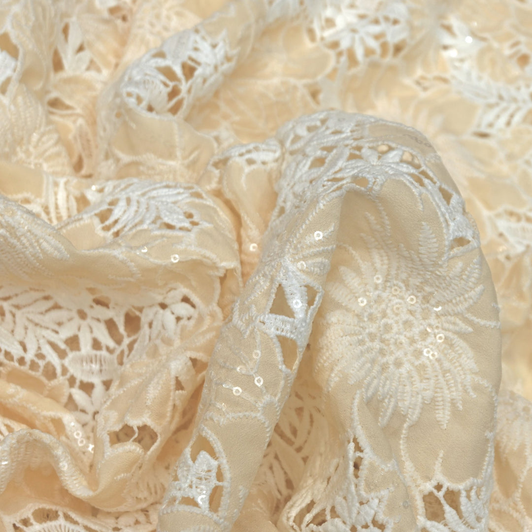Crocia Cut Work With Watter Sequence Embroidery on Imported Crepe Fabrics