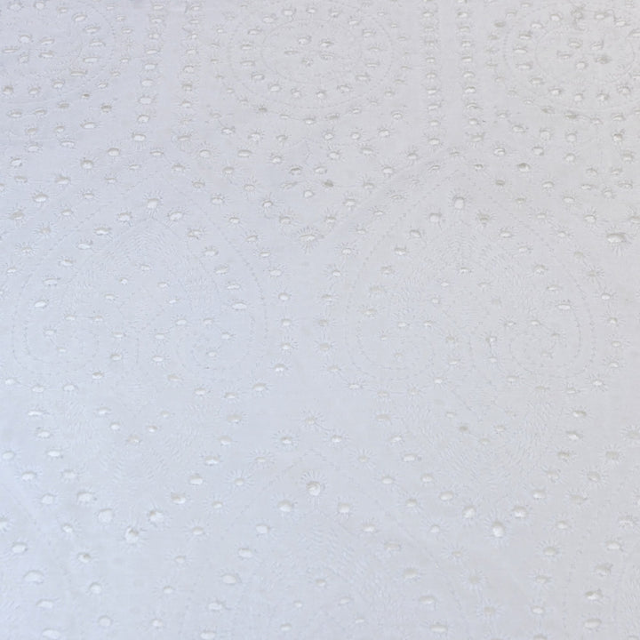 Cotton Chikan Cutwork Fabric- Lightweight Designer Embroidery Fabric- 0AT490-1