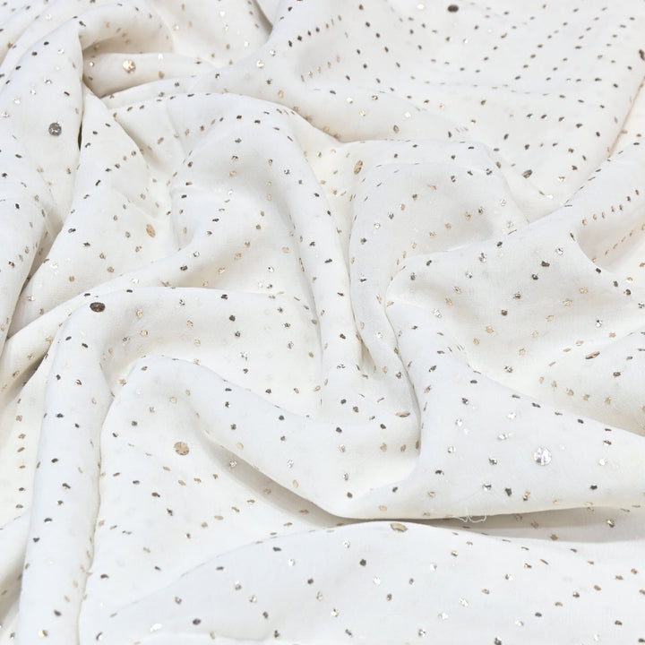 Dyeable Pure Silk Georgette Handwork Mukaish Fabric GMW634