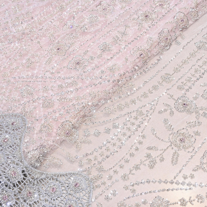 Imported Heavy Beaded & Sequin Embroidery Net Fabric- 8826348-01