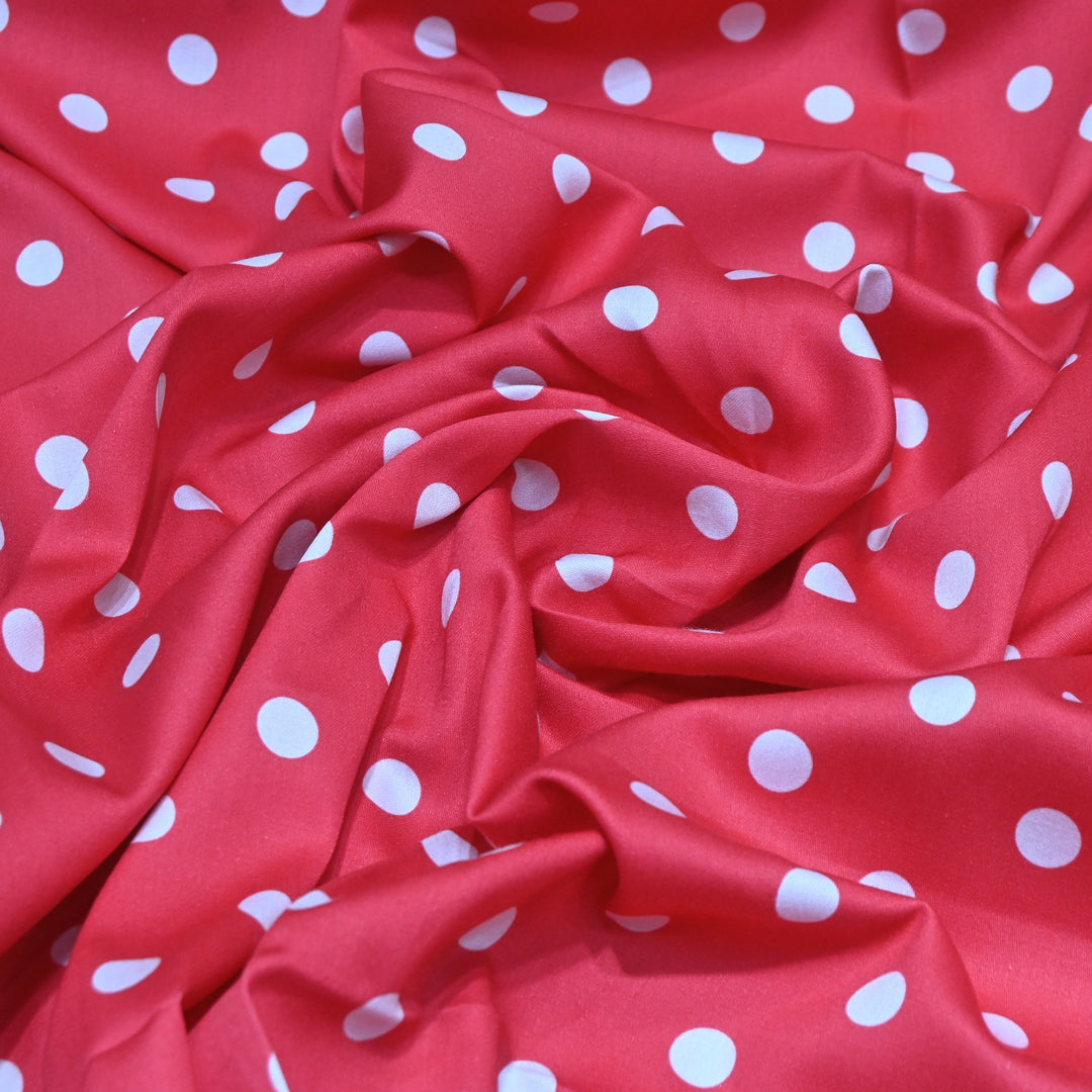 Glace Cotton With Beautiful Polka Dot Print Fabric – Lightweight Designer Cotton Fabric - LT0185-7