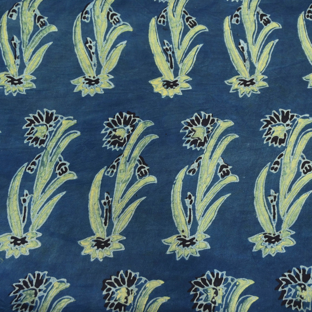 Deep indigo Modal Satin Fabric in Digital Print.
