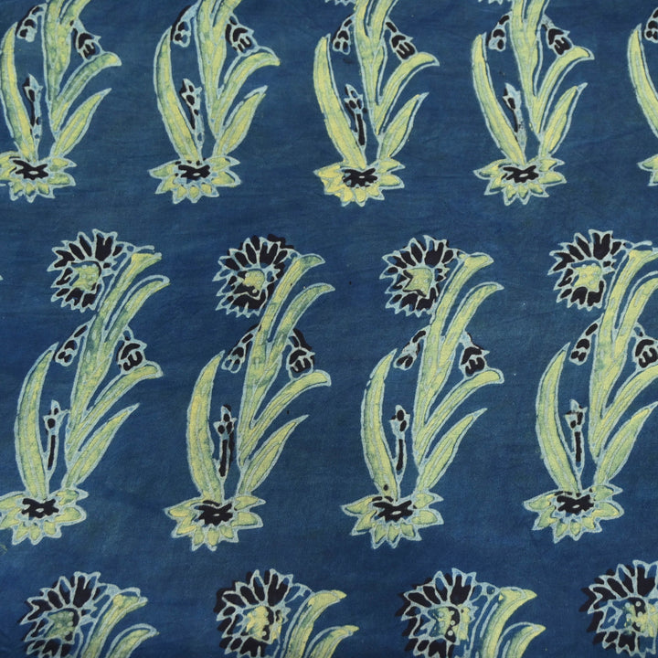 Deep indigo Modal Satin Fabric in Digital Print.