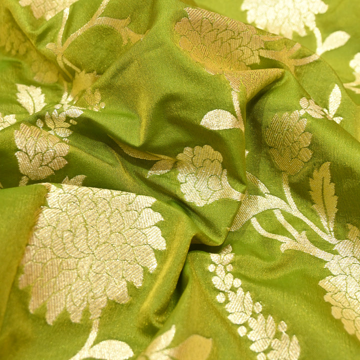 Parrot Green base with shimmering gold floral brocade.