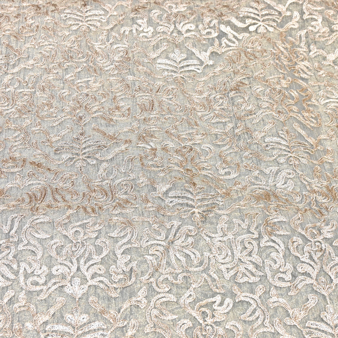 Crush Organza Tissue Zari Embroidery Fabric – Elegant Designer Party Wear Fabric - F81391-01