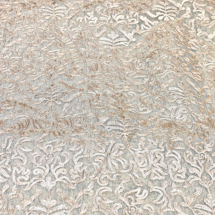 Crush Organza Tissue Zari Embroidery Fabric – Elegant Designer Party Wear Fabric - F81391-01