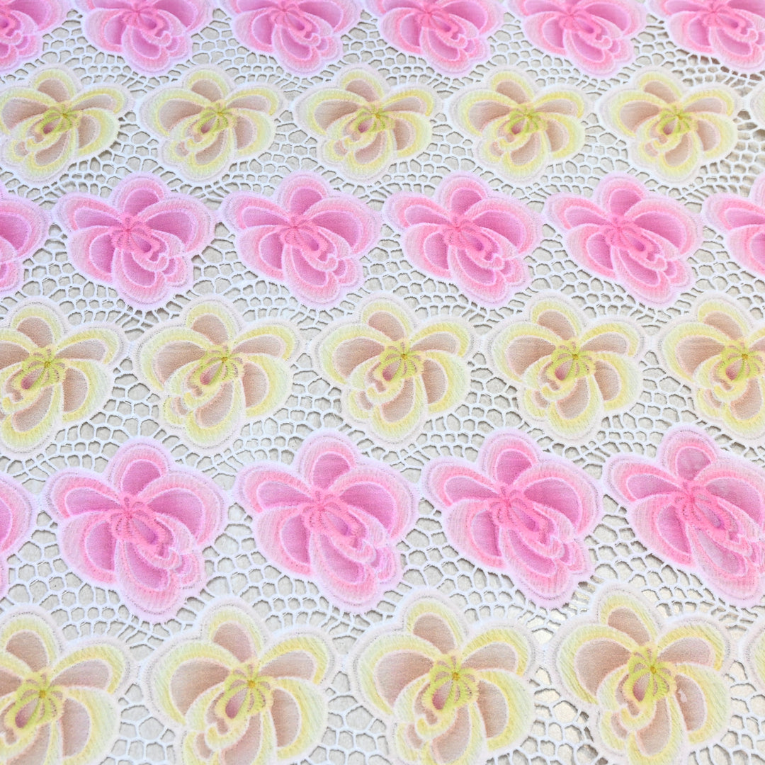 Imported Premium Crepe Cutwork Embroidery Fabric – Floral Designer Soft Crepe Material-TD0C84-3A