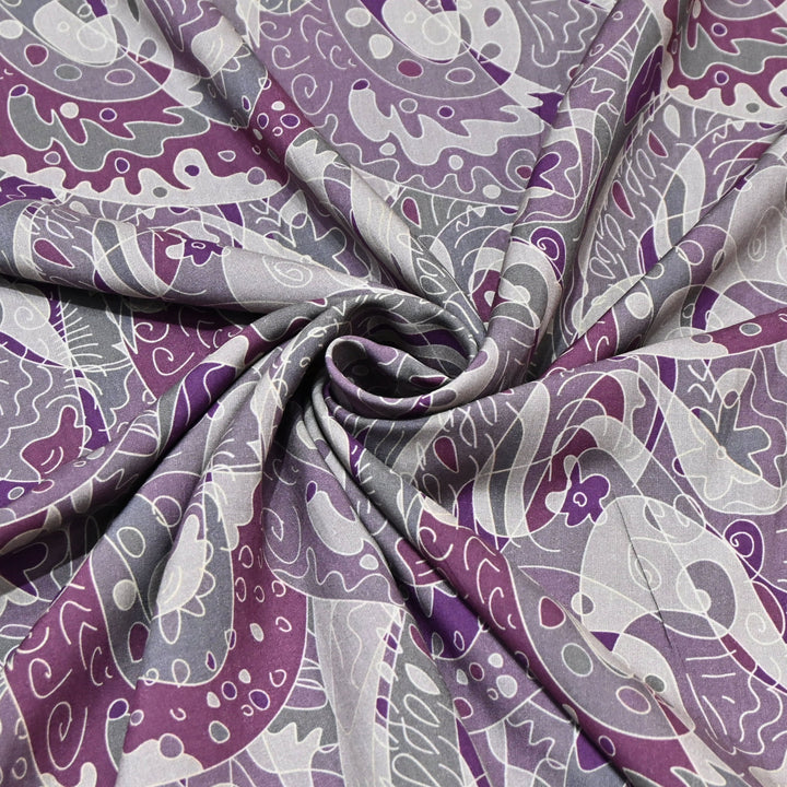 Grey Omura Cotton Plum Abstract Print