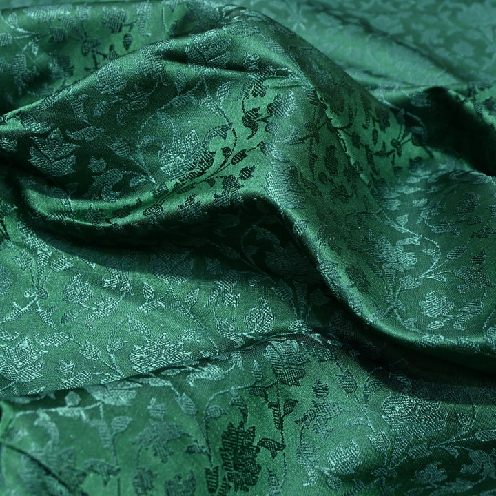 Bottle Green Tanchue Silk Brocade Fabric