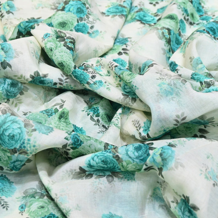 Multicolor Mul Chanderi Digital Print Fabric Lightweight Designer Printed Fabric-NS0182-7