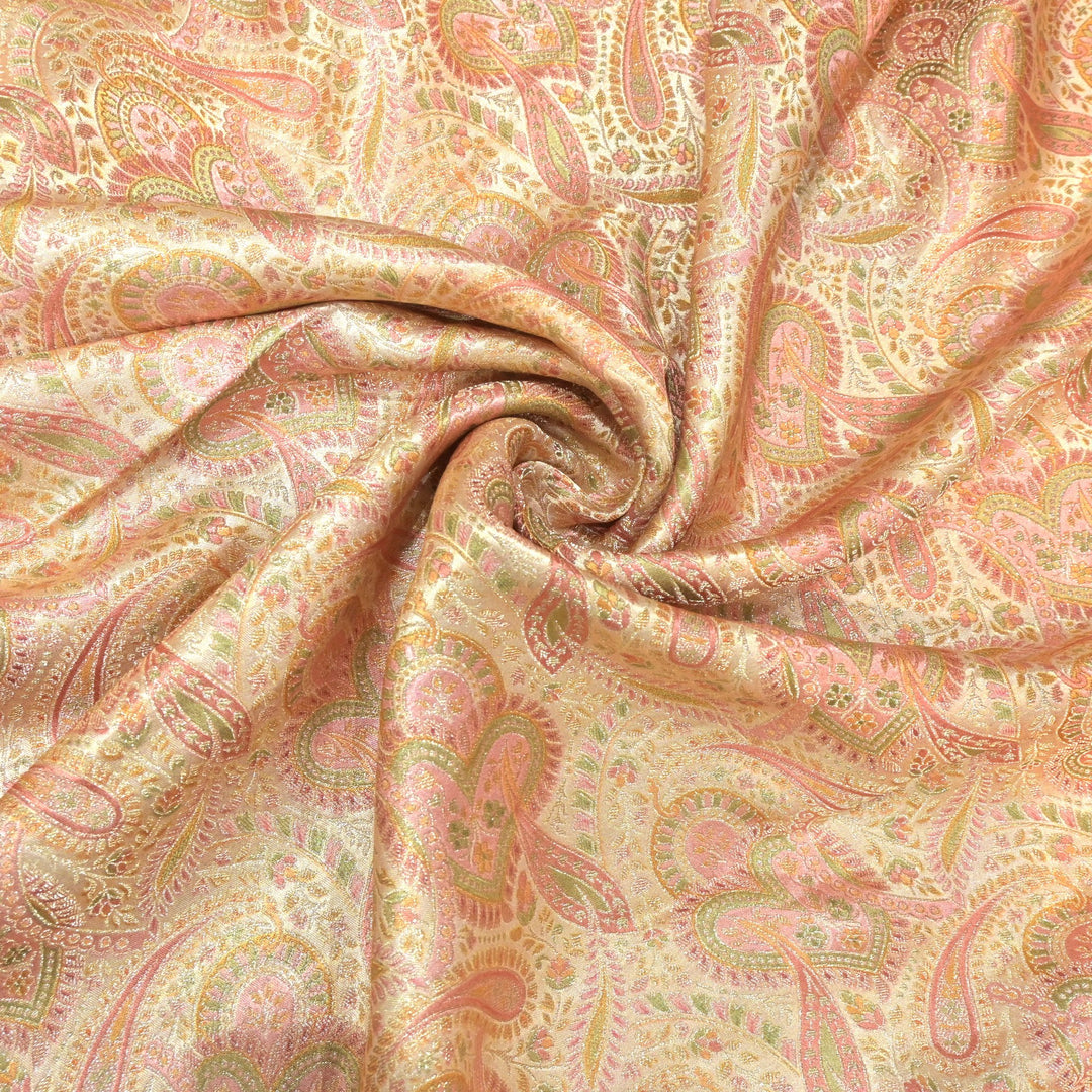 Gajji Satin Position Print Zari Jacquard Fabrics