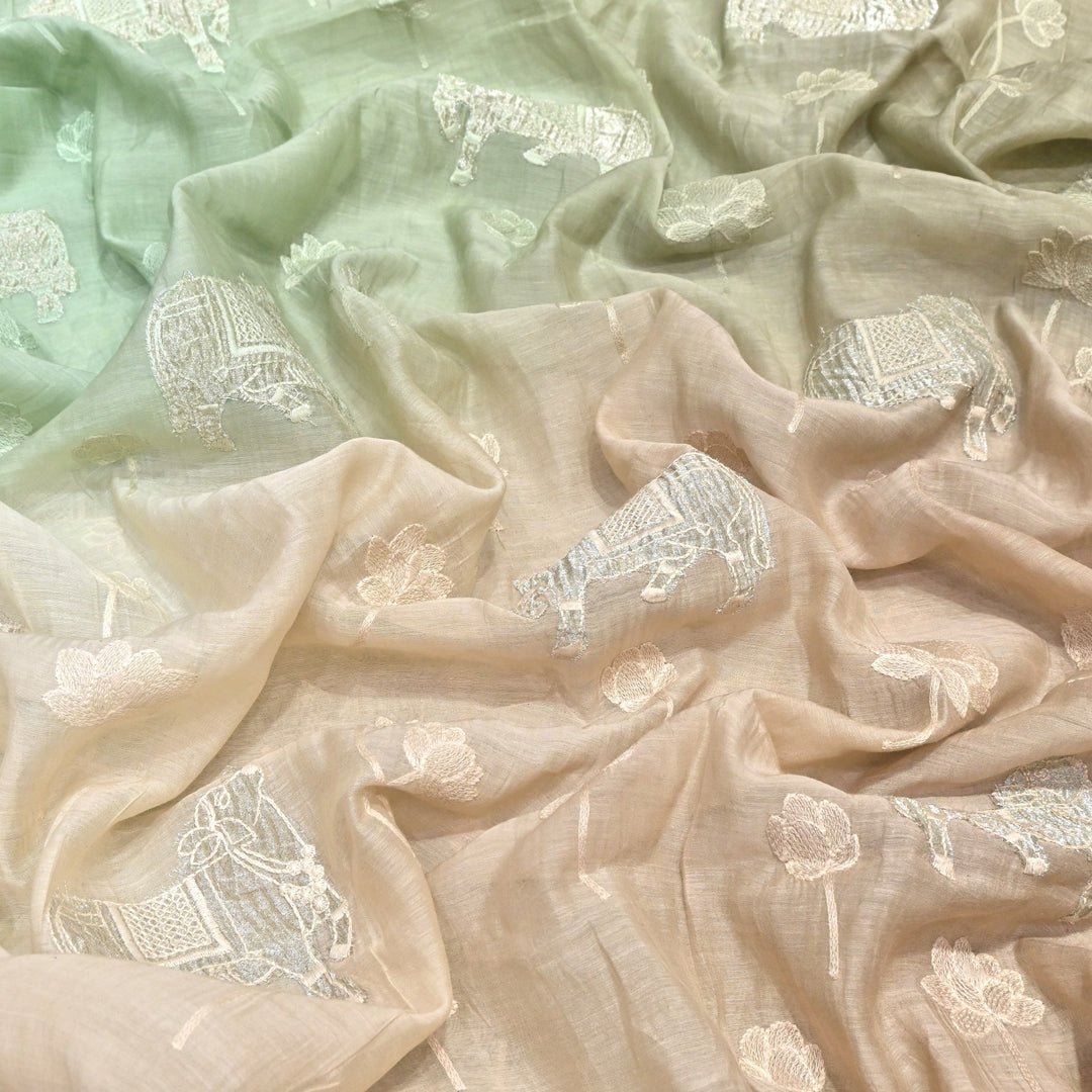 4D Shaded Mul Chanderi Embroidery Fabric-Designer Fabrics GP4049-5