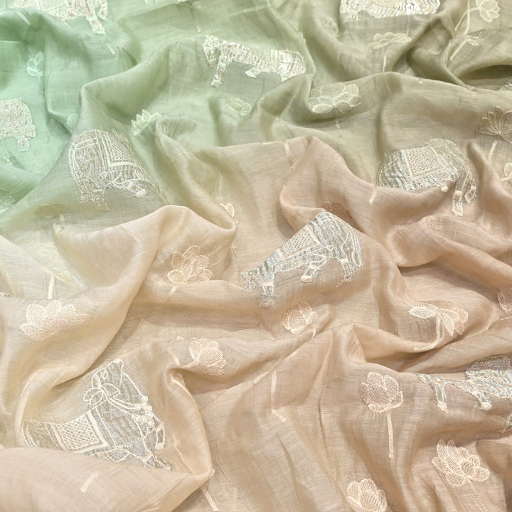 4D Shaded Mul Chanderi Embroidery Fabric-Designer Fabrics GP4049-5