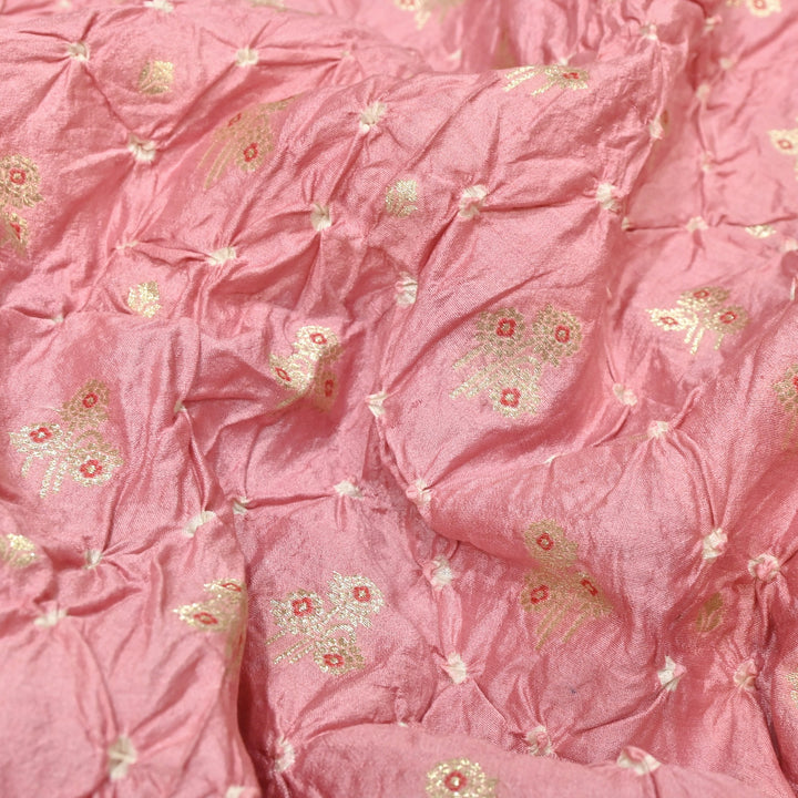 Pure Chiniya Silk Meena Zari And Hand Bandhani Fabrics