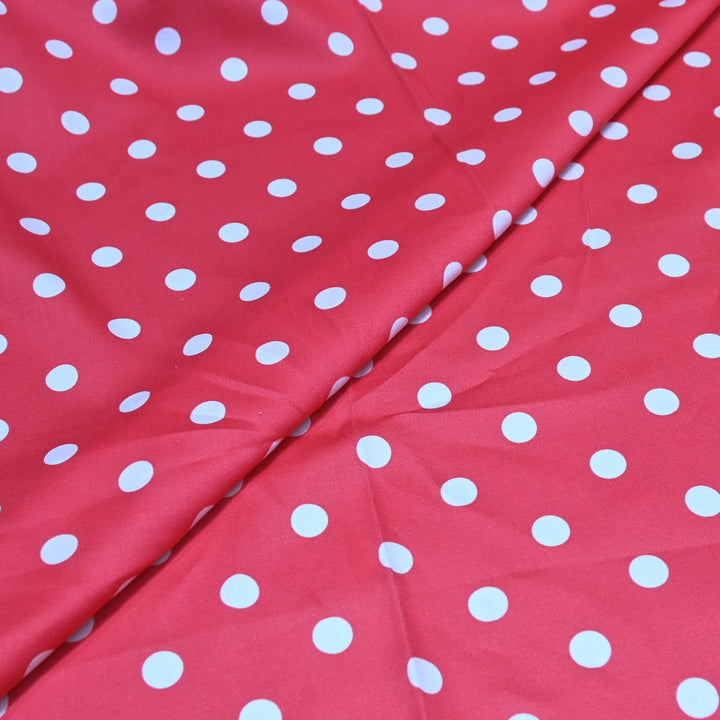 Glace Cotton With Beautiful Polka Dot Print Fabric – Lightweight Designer Cotton Fabric - LT0185-7