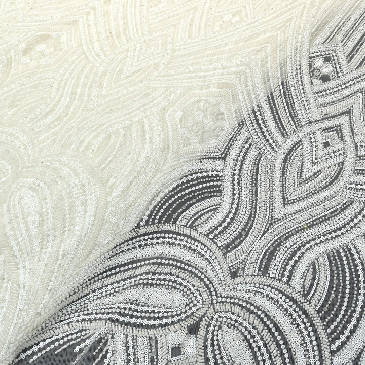 Imported Net Cutdana With Sequins Handwork Embroidery Fabrics