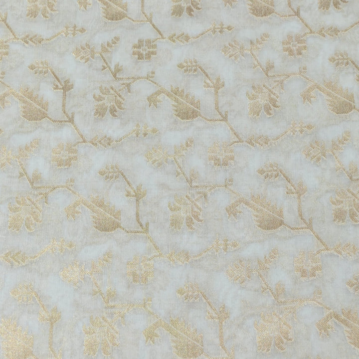 Dyeable Pure Organza Floral Zari Jaal Work Fabrics