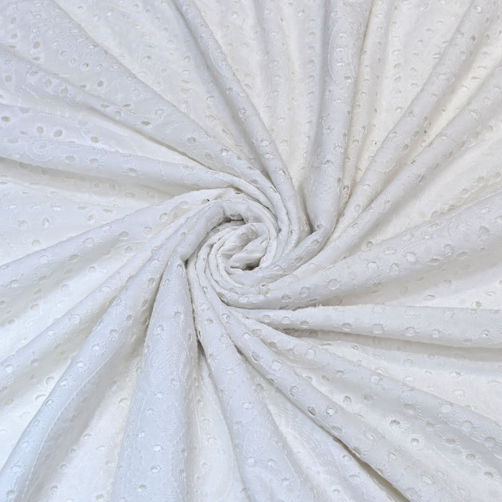 Cotton Chikan Cutwork Fabric- Lightweight Designer Embroidery Fabric- 0AT490-1