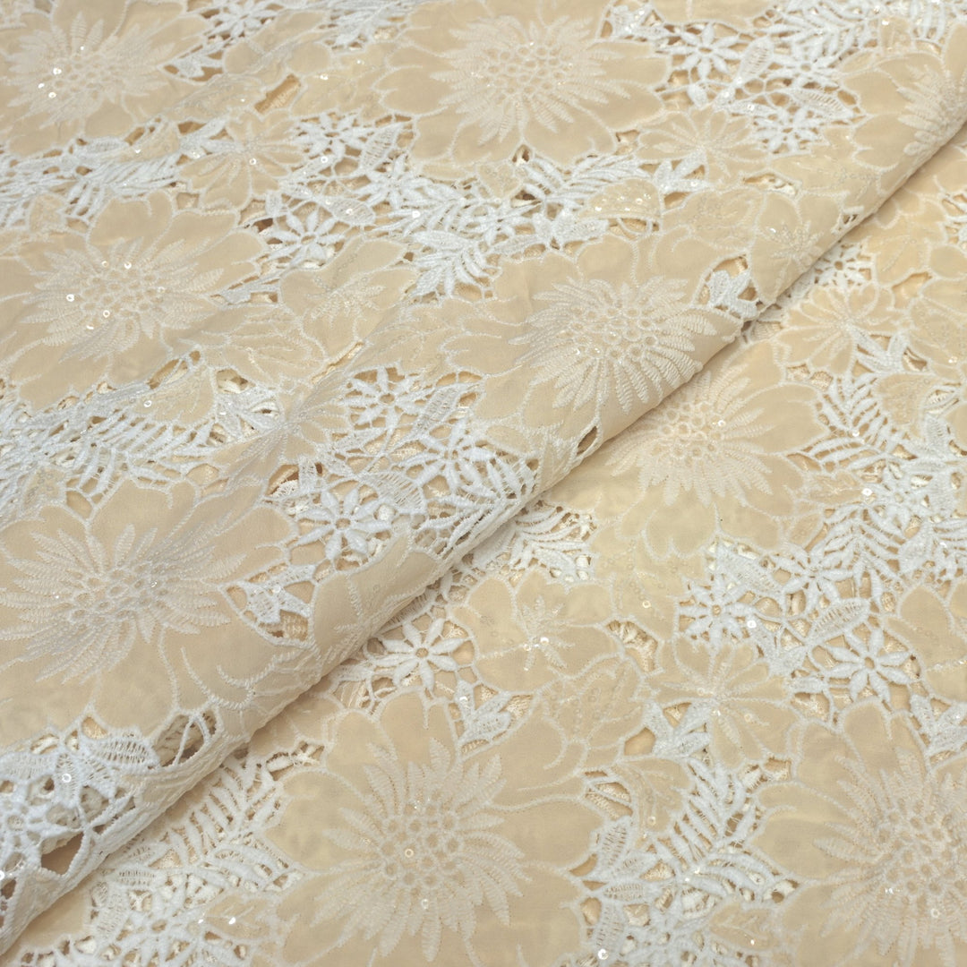 Crocia Cut Work With Watter Sequence Embroidery on Imported Crepe Fabrics
