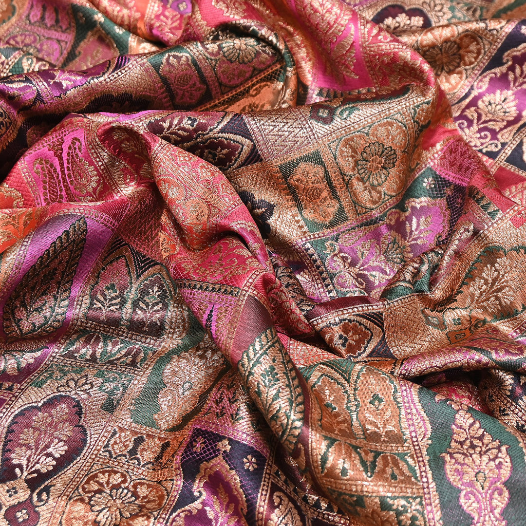 Multi Rangoli Brocade Fabric – Premium Zari Woven Designer Brocade Fabric 001006-A19